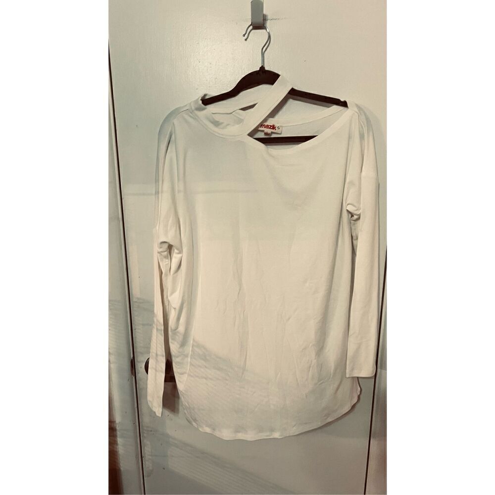 Mazik White Open Shoulder Long Sleeve Cotton Top SZ L